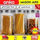 12 Pcs Canning Jars 1000ml Mason Jar Empty Glass Spice Preserve Bottles Storage