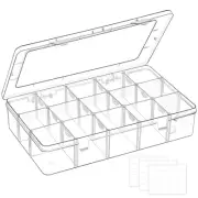15 Grids Large Plastic Organizer Box with Adjustable Dividers, Clear Craft Or...