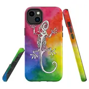 For iPhone 14 Case Tough Protective Cover, Rainbow Lizard