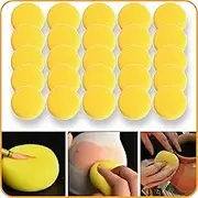 Rokkuon Pottery Sponges for Clay 25Pcs 3inch, Yellow Round Sponge, Pottery Sponges, Craft sponges, Clay sponges for Pottery, Paint sponges for Painting, Artist Sponges, Ceramic & Pottery Supplies