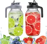 2 Pcs 64 Oz Glass Pitcher Lid Leak-Proof Airtight Mason Jar Pitcher Sun Tea