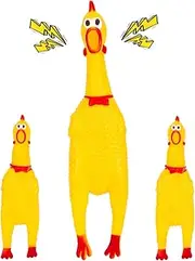 MCPINKY 3PCS Rubber Chicken Dog Toys, Squeaky Chicken Toys Prank Novelty Toy Screaming Chicken Toys for Prank Noise Maker Dog Toys