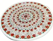 54 Inches Marble Hallway Table Top Multicolor Stone Inlay Work Dining Table Top