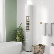 Bathroom Storage Cabinet Tall Slim Floor Cupboard Toilet Narrow Linen Tower