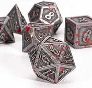 HNCCESG Metal DND Dice Set, D&D Dice Set Metal Polyhedral Dice Dice of 7 Pieces, with Dice Bag Dungeons and Dragons Gift TTRPG (AntiqueBlood)