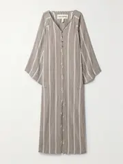 [MARA HOFFMAN] MARA HOFFMAN - + Net Sustain Phoebe Striped Organic Cotton Maxi Dress - Brown - x large x large Brown