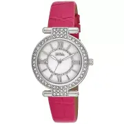 Bob Mackie Women's 35mm Crystal Encrusted Bezel T Bar Strap Watch