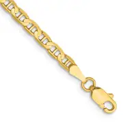 14K Yellow Gold 10 Inch 3mm Concave Anchor With Lobster Clasp Chain