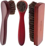 Ipetboom Horsehair Brush Set for Shoes 3-in-1 Cleaning Kit Boot Brush Multi-Purpose for Suede Leather and Couches
