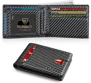 [RUNBOX] Leather Bifold Wallets for Men with RFID Blocking Large Capacity ID's Window Front Pocket Mens Wallet