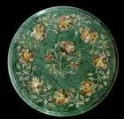 24" Green Marble Round Shape Coffee Table Top MOP Inlay Side Table for Home Deco