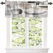 Valance for Kitchen Windows, Abstract Grey Black Color Block Rod Pocket Valances Short Curtains, Modern Minimalist Oil Painting Curtain Valance for Bedroom Bathroom 1 Panel 54x18in