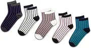 [RAFRAY] Premium Socks – Striped Sneaker Socks – Ankle Socks in Gift Box – Ankle Length – 5 Pairs –Size US W 5-9.5, Grey, Black, Indigo, White