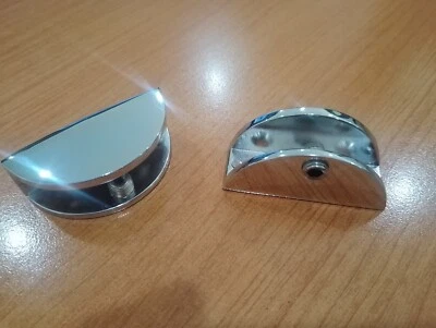 2 x ADJUSTABLE GLASS SHELF BRACKETS POLISHED CHROME CLAMP SUPPORT 6mm to 10mm