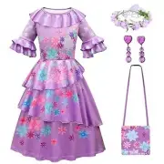Girls 4-5 yrs Isabela Encanto Costume Dress Up With Earrings, Wreath & Bag