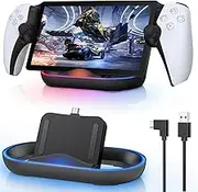 FASTSNAIL Charging Stand for PS Portal Remote Player, Portable Charge Dock Station with 14 RGB Light Modes and Type-C Cable, Charge Base Holder Accessories for PlayStation 5 Portal Console -Black