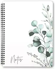 Aesthetic Spiral Notebook Journal For Women - 10.5"Lx8.5"W, Greenery