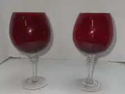 St Nickolas Square Tis The Season Ruby Red Balloon Red Wine Glass Set Of 2