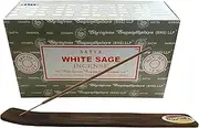Govinda Incense Stick Holder Bundle with Satya Bangalore (BNG) Incense Sticks - 12 Boxes x 15 Grams (White Sage)