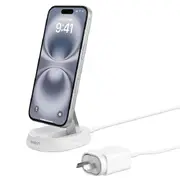 Belkin BoostCharge Pro Convertable Magnetic Wireless Charging Stand With Qi2 15W-White(WIA008auBK),20W PSU,1.5M USB-C Cable,CEW $2500,2 Years Warranty WIA008auWH