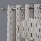 100% Blackout Faux Linen Private Small Stripes Textured Window Curtain Panels...