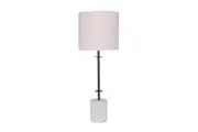 Sarantino Concrete & Metal Table Lamp with Off-White Linen Shade