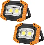 OTYTY 2 COB 30W 1500LM LED Work Light, Rechargeable Portable Waterproof LED Flood Lights for Outdoor Camping Hiking Emergency Car Repairing and Job Site Lighting (2 Pack)