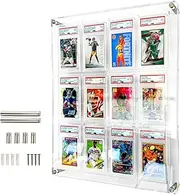 ELITIK Acrylic Card Display Case for Graded Cards, Holds 12 PSA, CSG, CGC, Slabs on The Frame, for Wall Mount or Desktop - Clear View Show Your Trading Cards Sports, Baseball, Football, Basketball...