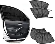 Stretchable Car Window Shades, Granmagazz 4 PCS Double Layer Design Car Sunshade Blocker Including 2 Pcs Front Windows and 2 Pcs Side Rear Windows, High Stretchy Breathable Car Window Sunshade Mesh
