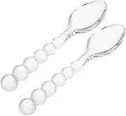 Milisten 2PCS Creative Glass Teaspoons Elegant Dessert Soup Spoons for Tea Parties Family Gatherings and Weddings Milk Tea Stirring and Honey Serving