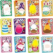 24 Sheets Easter Stickers for Children, Make Your Own Easter Stickers for Kids, Easter Crafts Stickers, Easter Bunny Egg Face Stickers for Easter Party Games