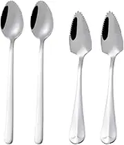 Pamtns Grapefruit Spoon Stainless Steel Fruit Spoon Fruit Spoon Grapefruit Spoon with Prongs Dessert Spoon Dessert Spoon Stainless Steel Spoon Scratching Spoon Kiwil Spoon with Serrated Edge for Fruit