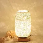 USB Plug Table Lamp Wooden Rattan Twine Atmosphere Light Bedside Lamp Gift