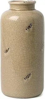 VICTOR & TERESA Ceramic Vase for Flower, Decorative Rustic Beige Vases for Pampas Grass, Farmhouse Vases for Table, Mantel, Living Room,Shelf, Centerpieces, Home Decor, 10'', Gifts for Mom