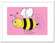Childrens Kids Girls Bedroom Playroom Pink Animal Bumble Bee Art Framed Wall Art Print