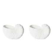 2x E Style 21cm Cement Snail Shell Pot Tabletop Vase Display Decor White