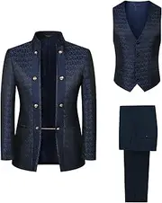 [Eweniar] Men's Suits 3 Piece Slim Fit Floral Pattern Jacket Blazer Pants Vest Tuxedo Set for Dinner,Prom,Wedding