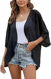 [Nosunyi] Women’s Chiffon Kimono Cardigans Open Front Beach Cover ups Sheer Loose Casual Blouse Tops