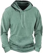 [YongXinMY] Mens Long Sleeve Hoodie Retro 3D Print Color Block Drawstring Vintage Distressed Pullover Sweatshirt #2 XL, # 2, XL
