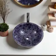 18" Natural Amethyst Gemstone Sink – Handcrafted Crystal Stone Vanity Sink Decor
