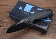 Black Titanium Handle Heavy Duty 0456 Pocket Folding Knife Frame Lock D2 Steel