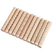 OwnMy Set of 11 Wooden Clay Texture Rollers Handle Pottery Roller Tools Clay ...