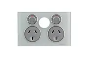 Clipsal Saturn Double Powerpoint without Removable Switch Ocean Mist