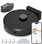 Advwin 3-in-1 Robot Vacuum Cleaner & Mop, 3500Pa Suction, with 5-Floor Mapping, Laser Navigation, Four Anti-Tangle Brushes, 60mins Runtime, Virtual Wall Setting, Self-Charging, Support WiFi/App/Alexa