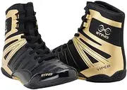 [STING] Viper Boxing Shoes, Lightweight and Durable Boxing Gear, Boxing Equipment for Enhanced Movement, Agility, Breathability, and Support, Black/Gold