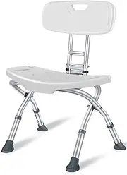 Z&y GLAa Bathroom Shower Chair,Bedside Commode Chair Adjustable Height Shower Toilet Chair Comfortable Durable/White