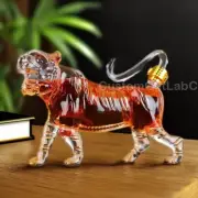 Tiger Shaped Whiskey Decanter | Lead-Free Glass Bottle for Liquor, Scotch & Bour
