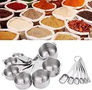 Stainless Steel Measuring Cups Spoons Set, 13Pcs with Scales, Essential Kitchen Baking Accessory, Accurate and Convenient Measurement for Home Cooking