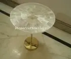 21" Natural Selenite Stone Sun Burst Table Top, selenite Coffee/Side Table