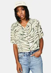 [THRILLS] Thrift White Warped Crop Shirt